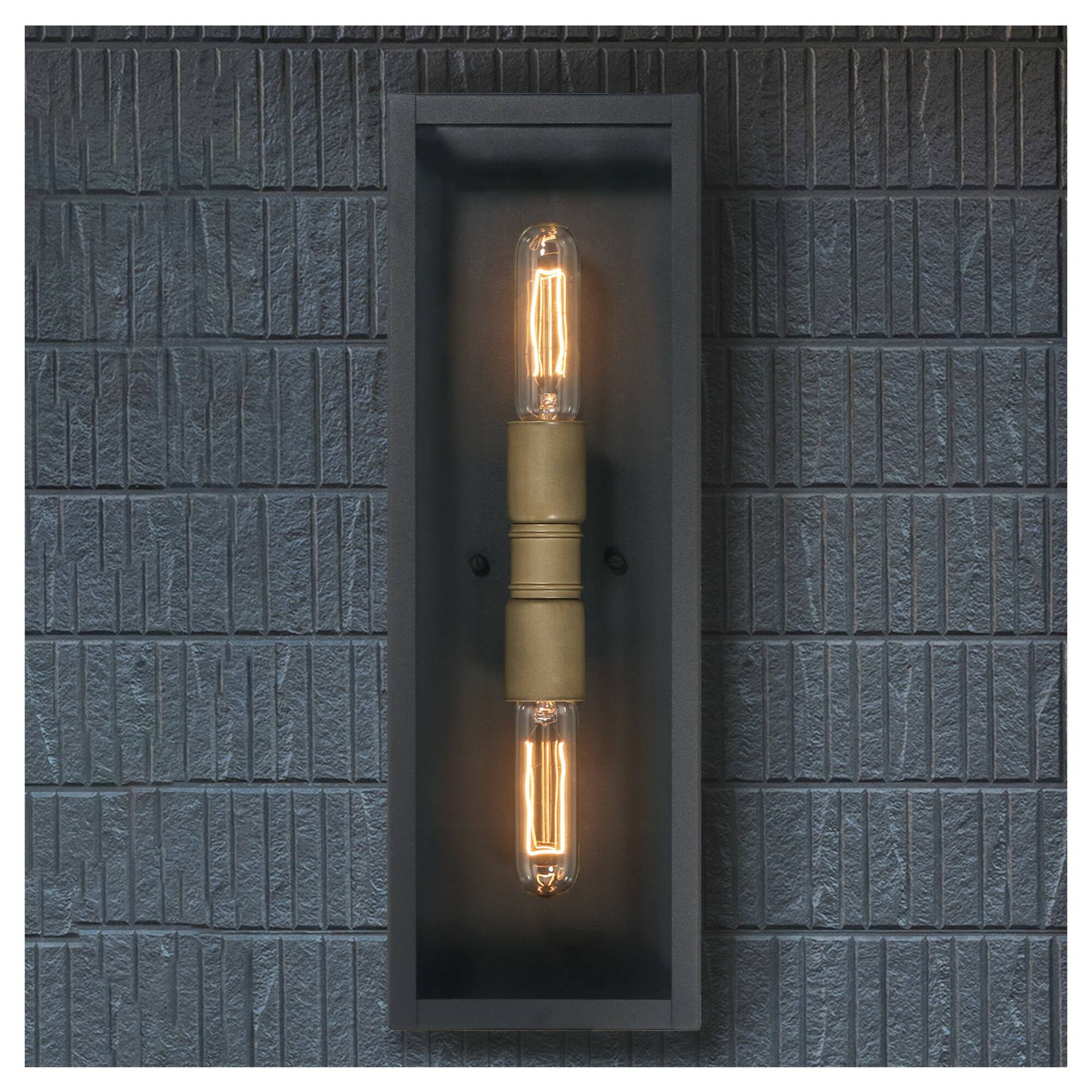Hello Honey® Lloyd Matte Black Modern Minimalist Metal & Glass Wall Mounted Outdoor Light